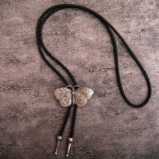 复古蝴蝶波洛领带bolo tie领绳西部牛仔风老鹰蝴蝶衬衣项链