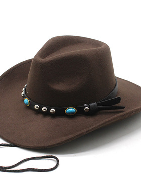 西部牛仔帽男女时尚毛呢礼帽民族风藏族牛仔帽欧美款 Cowboy Hat