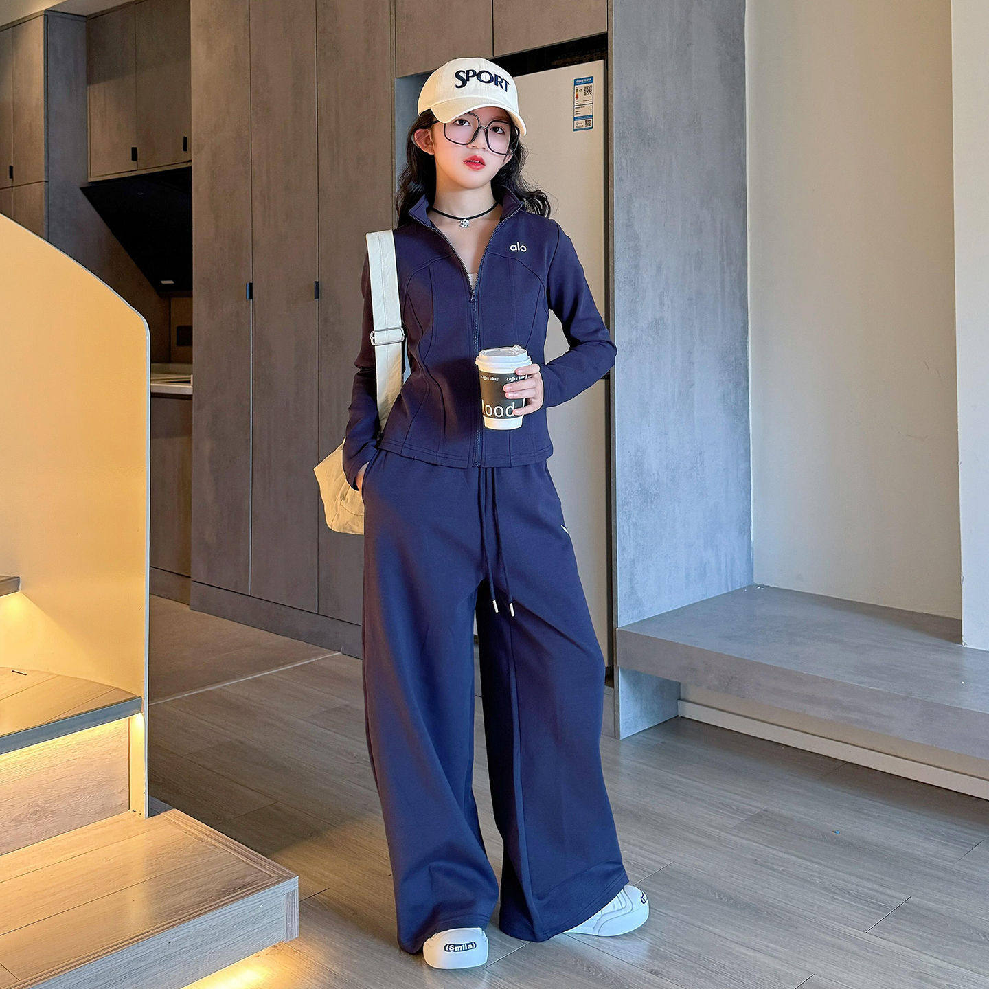 女童套装春秋款2026新款休闲运动服儿童秋装卫衣外套阔腿裤两件套