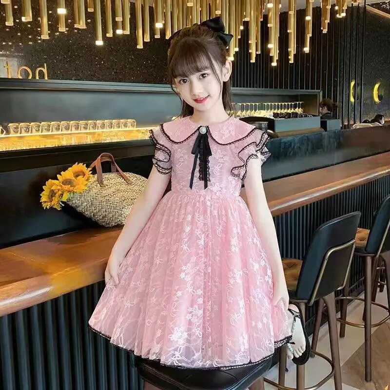 女童夏装连衣裙儿童洋气公主裙中大童夏季小女孩2026新款花边裙子