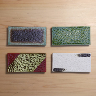 日式创意陶瓷红金长方形平盘菜盘子寿司盘刺身烧鸟烤物日料餐具