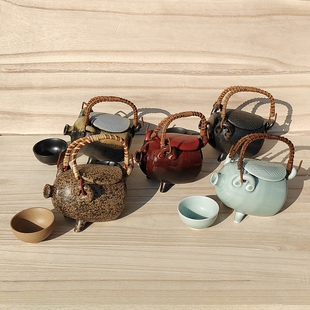 善渊创意陶瓷餐具日式清酒壶杯海鲜汤壶小猪豚壶一壶一杯日料板前