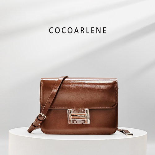 cocoarlene品牌包包油蜡时尚百搭豆腐包小众洋气小方包单肩斜挎包
