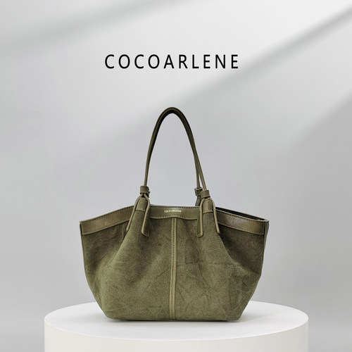 cocoarlene包包新款磨砂皮菜篮包时尚百搭复古小众手提斜挎包2528