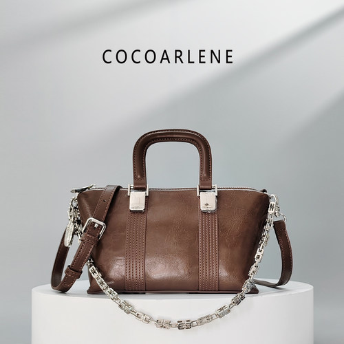 cocoarlene品牌包时尚洋气复古油蜡手提包小众百搭链条斜挎包9736