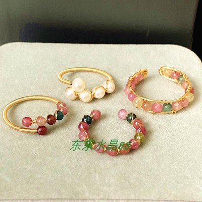 包金绕线手工天然饰品戒指