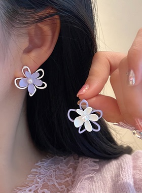 ins少女风香芋紫色花朵耳环
