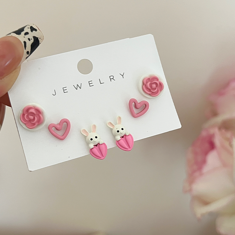 浪漫粉色爱心山茶花迷你小耳钉组合可爱少女心小兔温柔奶油粉耳环,饰品/流行首饰/时尚饰品新,耳钉,淘宝优惠券,粉丝福利购,淘宝优惠卷