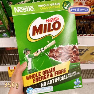 澳洲直邮Nestle雀巢美禄Milo谷物牛奶巧克力早餐即食营养麦片350g