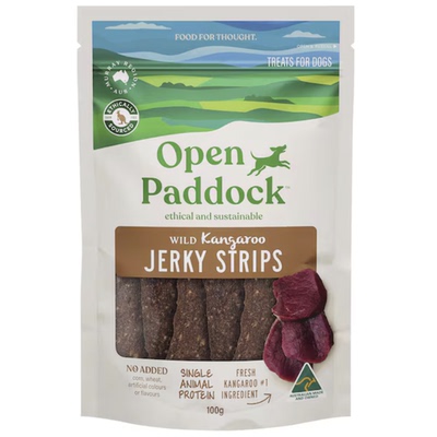 澳洲代购直邮 Open Paddock 86%散养野生袋鼠条 牛肉条 狗粮 200g