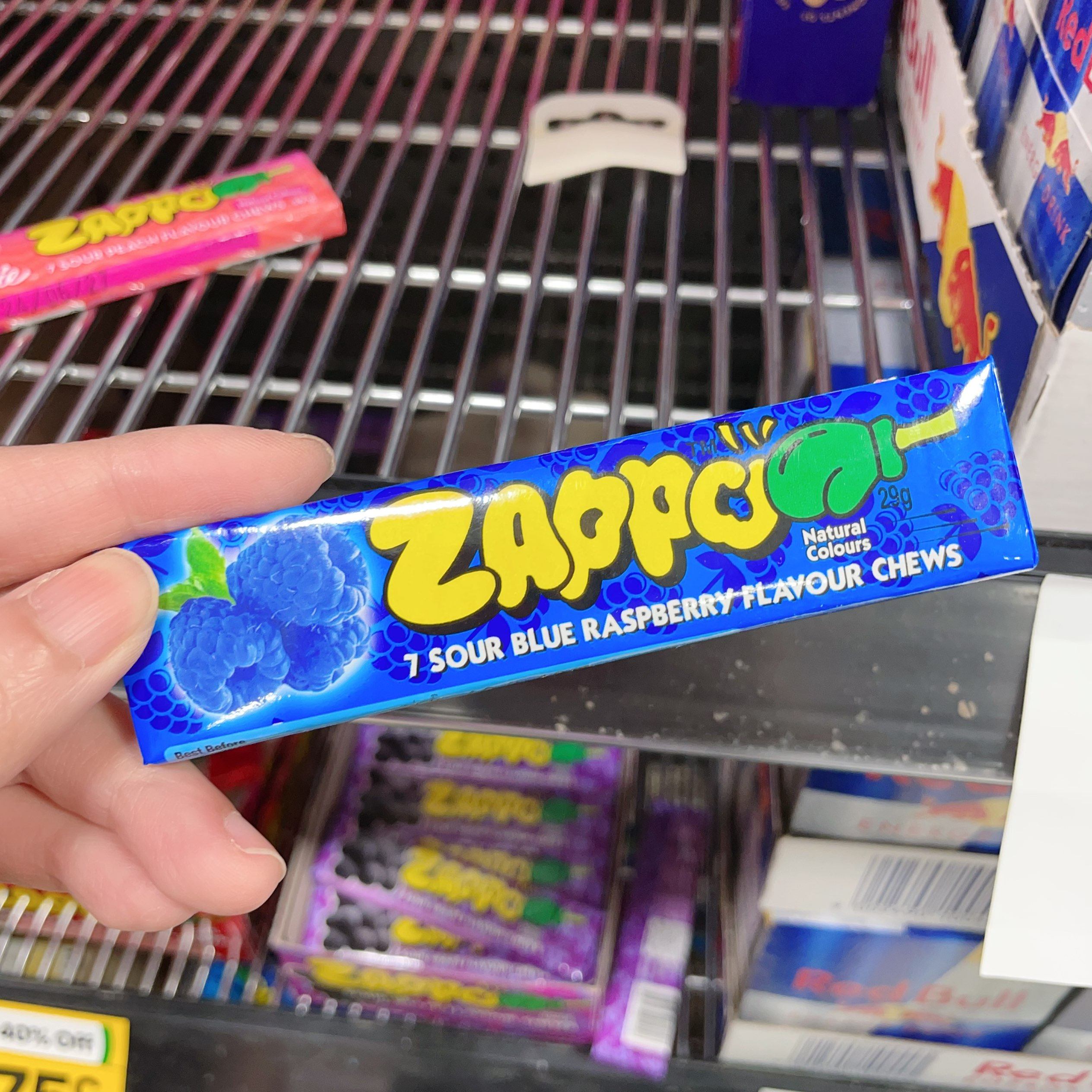 澳洲代购直邮 ZAPPO 酸味蓝莓覆盆子可乐蜜桃口味软糖 29g 专拍