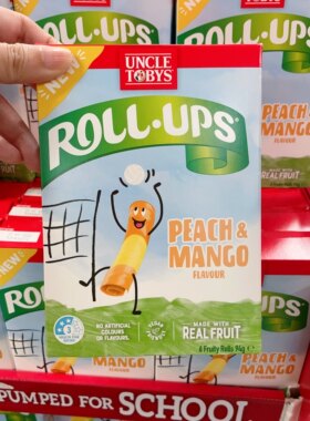 M家澳洲直邮UncleTobys托比斯大叔 Roll-Ups纯正果汁舌印软糖草莓