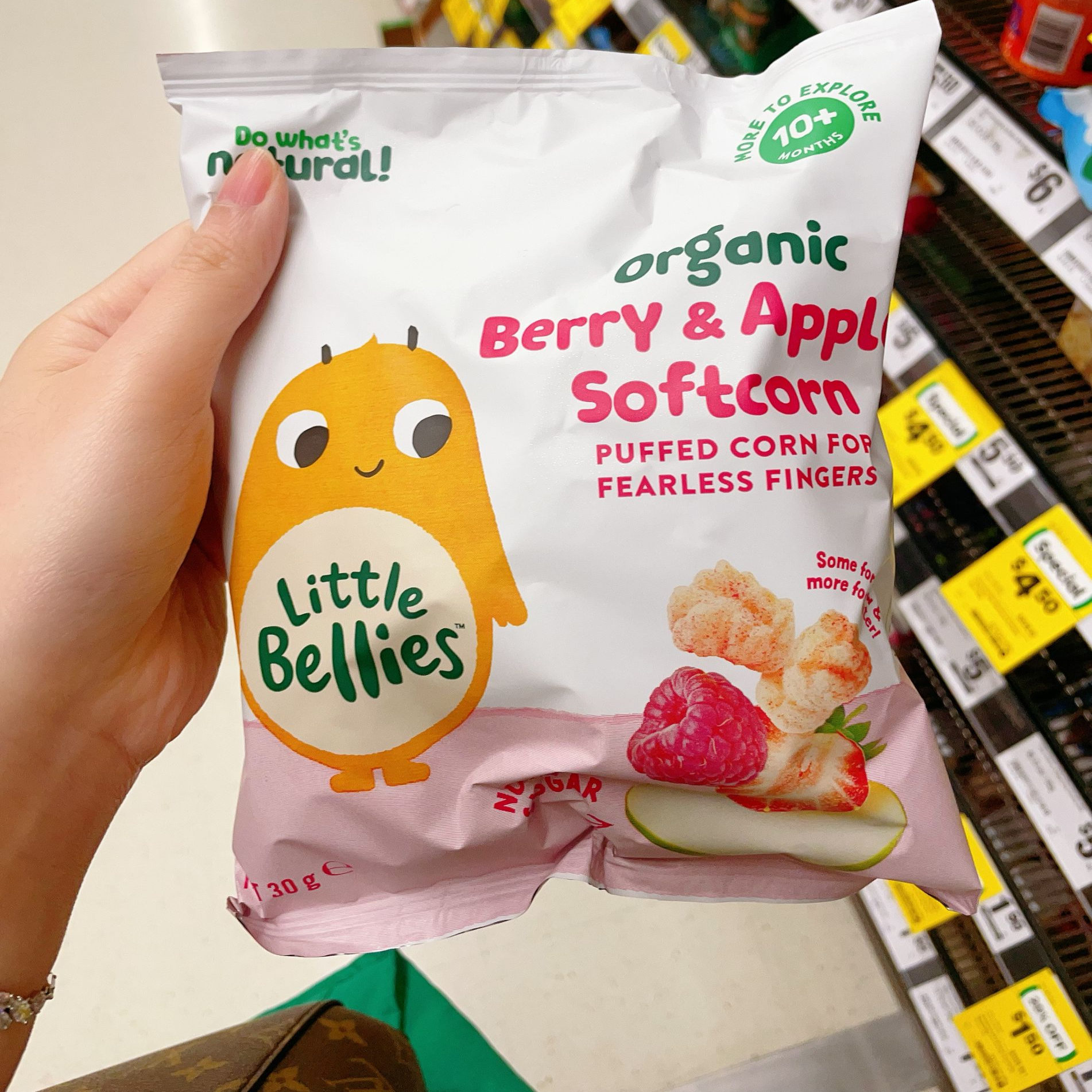 澳洲代购直邮Little Bellies有机树莓苹果宝宝健康玉米泡芙 30g
