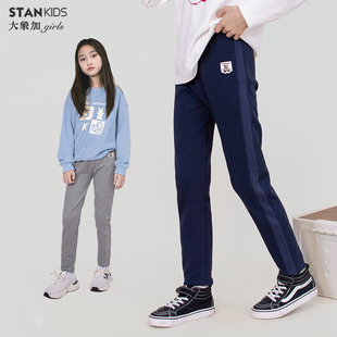 冬款 春秋款 子不倒绒学生长裤 弹力裤 女童打底裤 磨毛休闲外穿铅笔裤