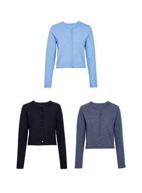 TRACY CHU 秋冬新品通勤百搭丝羊毛薄款时尚开衫亮蓝色/灰色/黑色