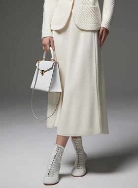 TRACY CHU babycashmere白色针织羊绒长半裙