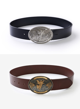 TRACY CHU 手工打磨美式复古风小天使经典个性女士百搭设计师皮带