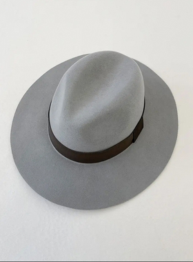 TRACY CHU 灰色宽帽沿礼帽
