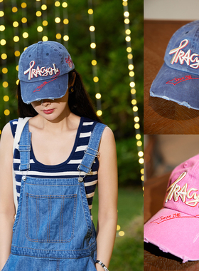 TRACY CHU牛仔蓝/玫粉色刺绣棒球帽（头围可以调节不限）