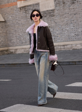 TRACYCHU复古做旧蓝脏脏牛仔裤休闲气质款松弛感百搭时尚冬季新款