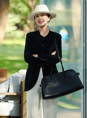 TRACYCHU  LP  CASHMERE黑色极简高贵超细山羊绒中长大衣冬季新款