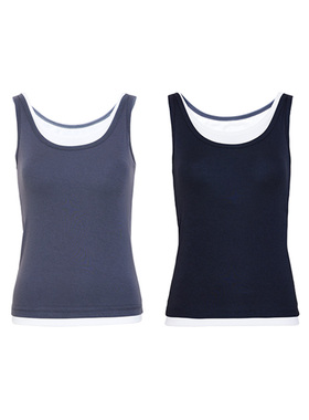 TRACY CHU撞色假两件背心带胸垫款黑白/灰白休闲慵懒松弛感炸街款