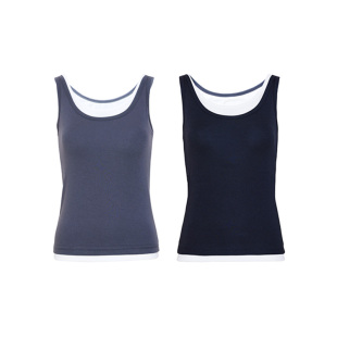 灰白休闲慵懒松弛感炸街款 黑白 CHU撞色假两件背心带胸垫款 TRACY