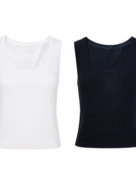 TRACY CHU超细羊毛方领百搭背心白色 黑色通勤舒适经典百搭款纯色