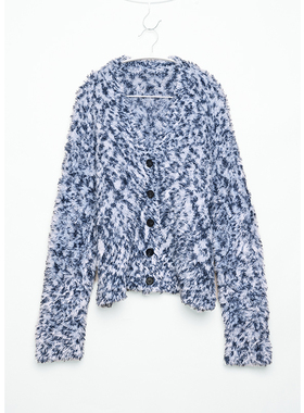 TRACYCHU BC御用意大利ACCADEMIA蓝色羽毛纱创意款大外套冬季新款