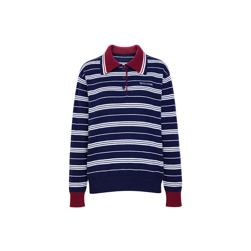 TRACYCHU LP CASHMERE艺术织美式复古中性条纹超细山羊绒POLO卫衣,女装/女士精品,礼服/晚装,淘宝优惠券,粉丝福利购,淘宝优惠卷