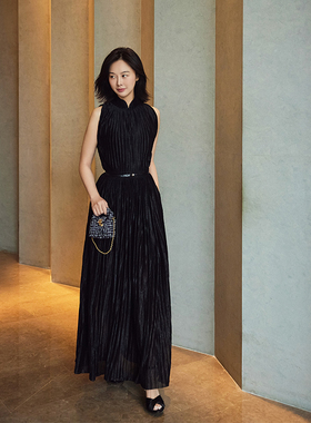 TRACYCHU【现货】黑色丝绒新中式新派国风优雅气质款连衣裙秋季新