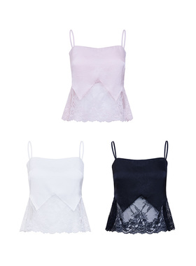 TRACYCHU可外穿带胸垫不走光拼蕾丝背心黑色/白色/粉色千金清冷感