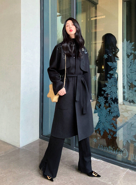 TRACY CHU LP原绒baby cashmere黑色两件套三种穿法小山羊绒大衣