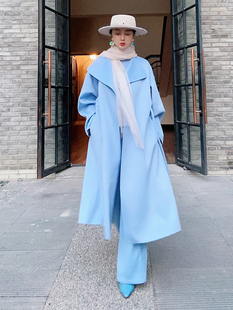 CASHMERE小山羊绒翻领抽绳裙式 BABY 羊绒大衣 CHU TRACY