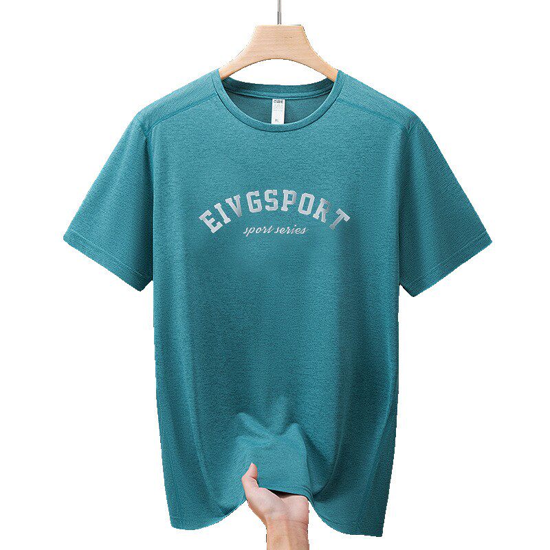 冰丝t恤男短袖夏季宽松大码薄款圆领上衣运动速干加肥加大号