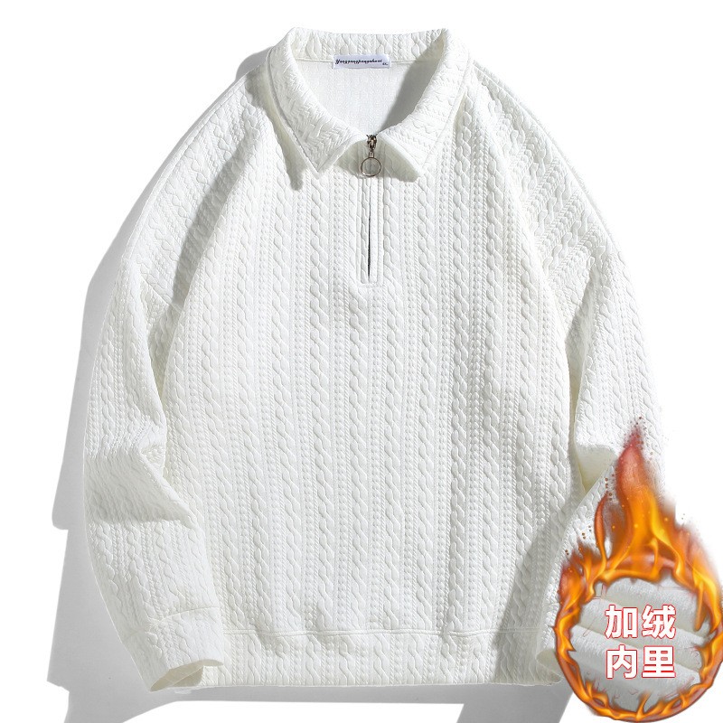 加肥加大秋冬季大码翻领卫衣男加绒400斤休闲打底衫保暖上衣卫衣