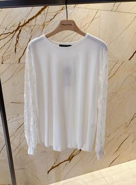 意大利dolla正品2025时尚休闲宽松圆领长袖蕾丝拼接T恤女特不退换