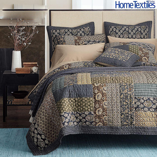 水洗棉绗缝床单全棉美式拼布床盖