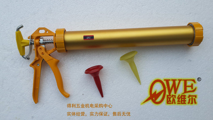 台湾欧维尔OW-6Q铝合金600ml强力筒式手动玻璃胶枪/硅胶压胶堵缝