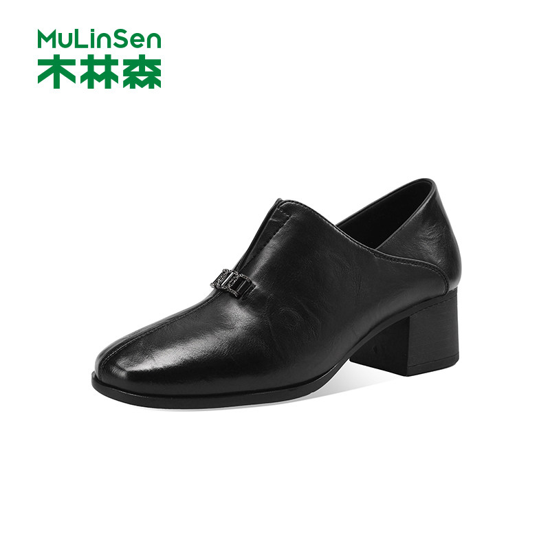 木林森女鞋2026春季新款通勤商务工作鞋中跟百搭单鞋女士深口皮鞋,女鞋,深口单鞋,淘宝优惠券,粉丝福利购,淘宝优惠卷