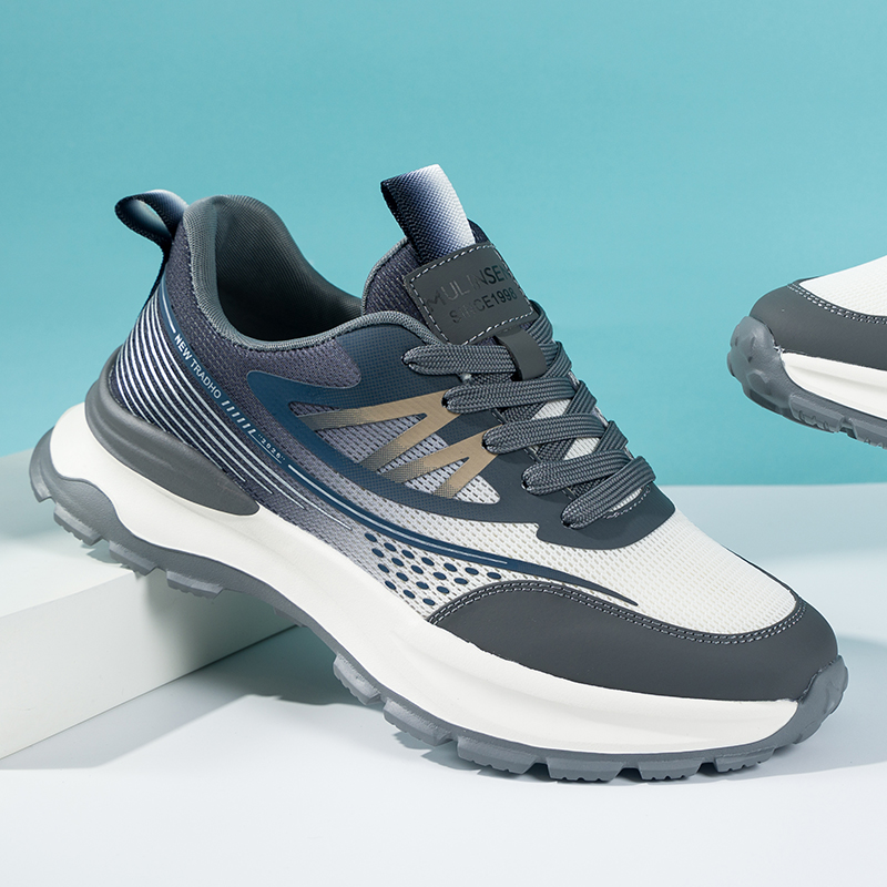 木林森男鞋2025新款软底百搭跑步鞋厚底缓震网面鞋男士休闲运动鞋