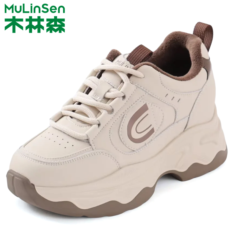 木林森休闲运动棉鞋增高老爹鞋