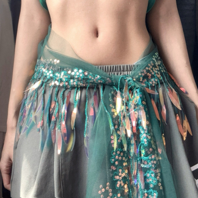 爵士舞屁帘亮片臀巾腰链潮牌运动腰搭hiphop跳舞演出肚皮舞穿搭