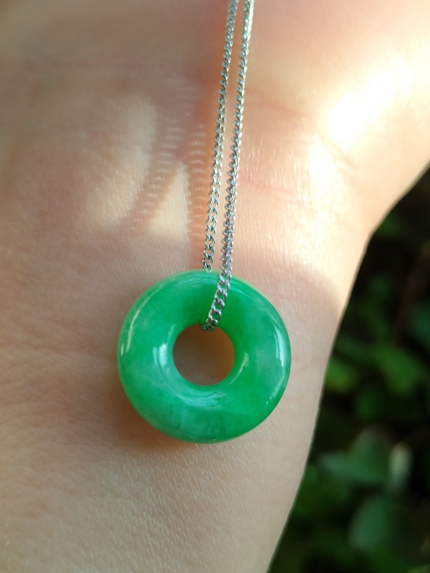 缅甸翡翠a甜甜圈吊坠 正品送权威证书r