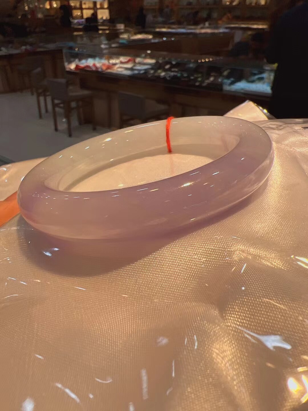 缅甸翡翠a冰糯种紫罗兰玉镯子57女款缅甸老坑圆条15R