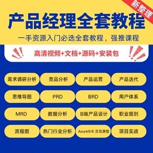 产品经理实战视频教程 B端/AI需求分析网课Saas交互Axure培训课程
