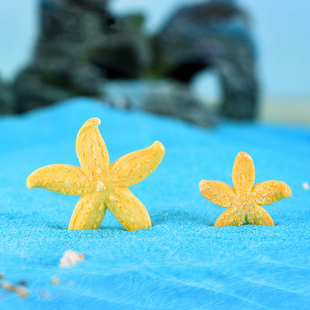 扮摆插件牌水族箱鱼缸饰品 树脂五角小海星公仔玩偶生日烘焙蛋糕装