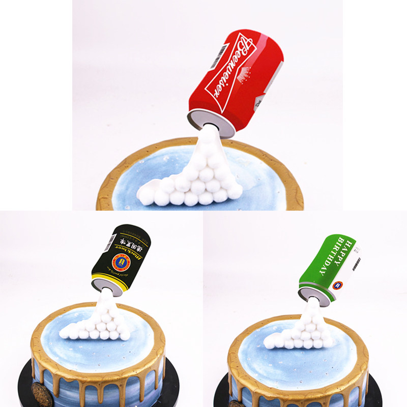 啤酒瓶易拉罐毛毛球制品网红男女神生日烘焙蛋糕装饰扮摆插件牌卡