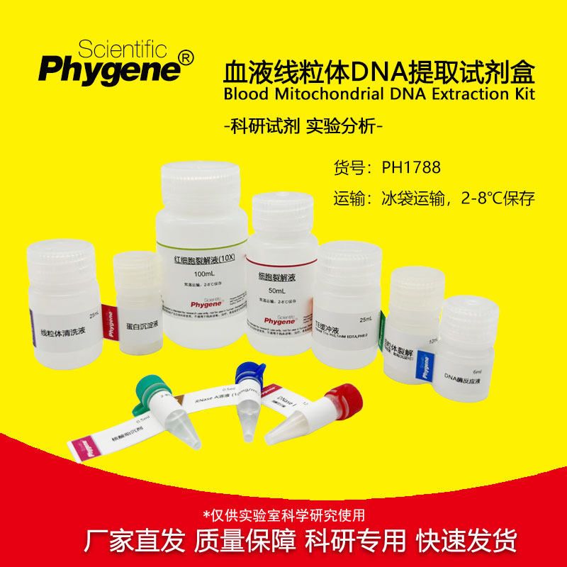 血液线粒体DNA提取试剂盒 100T 科研专用实验试剂 PH1788 PHYGENE