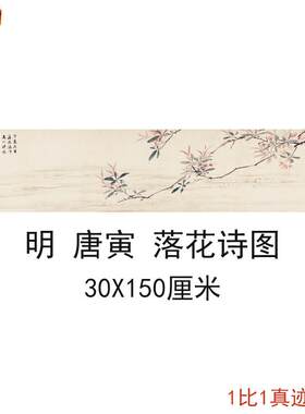 唐寅落花诗花卉图卷复古A书法字画花卉横幅国画真迹微喷彷古复制